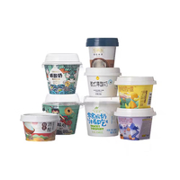 Étiquette IML (In-Mold Label) personnalisée avec logo pour emballages alimentaires en plastique, idéale pour les pots de yaourt – Conforme aux normes alimentaires