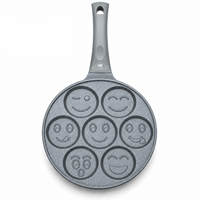 Poêle à crêpes FOURM Smile Face en granit antiadhésif en fonte d'aluminium, mini-appareil à crêpes pour le petit-déjeuner des enfants, compatible induction