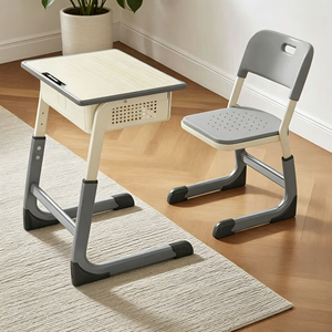 Ensemble de chaise et table d'étude ergonomiques et réglables en hauteur pour une personne, idéal pour les salles de classe et les étudiants - Product Image 5