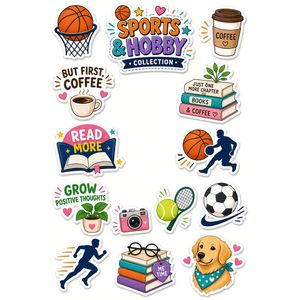 Ensemble d'autocollants en vinyle pour le basketball, autocollants en PVC imperméables avec des slogans sur le thème du basketball et des illustrations de joueurs pour ordinateurs portables sportifs - Product Image 6