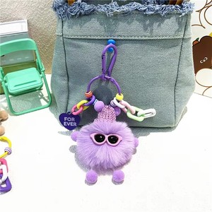 Dễ thương đầy màu sắc Rex Thỏ tóc búp bê sang trọng Vòng Bóng Tim Kính mát Fluffy ELF Pom Pom Keychain điện thoại quyến rũ chuỗi phụ kiện - Product Image 2
