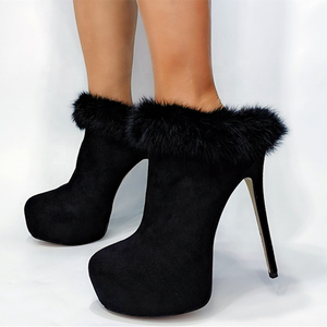 Spring New Big Size Sandals Shoes Women Open <b>Heel</b> Comfortable Fur Plush High <b>Heel</b> Slippers Slip-on Casual Shoes Platform - Product Image 1