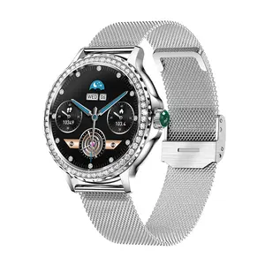 Jam tangan pintar olahraga wanita, arloji cerdas definisi tinggi layar sentuh tahan air pemantauan tidur Bluetooth 2024 NX19 untuk wanita