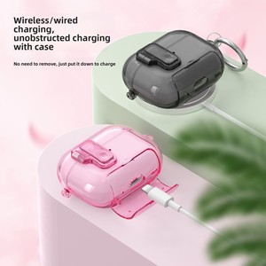 Étui de protection transparent Étui sans fil en TPU idéal pour les sports de plein air et la randonnée pour <span class=keywords><strong>AirPods</strong></span> 4 / Pro 2 / Pro <span class=keywords><strong>3</strong></span> avec crochet - Product Image 4