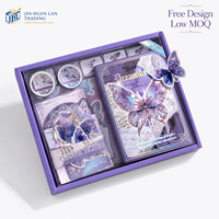 Kit de journalisation esthétique Papillon avec carnet de scrapbooking, ruban washi, autocollants, notes adhésives et papier décoratif, boîte cadeau