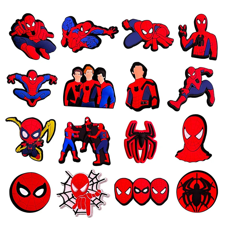 Оптовая продажа, дизайнерские подвески для обуви, Мультяшные аниме подвески для обуви в виде паука, 100 шт., подвески для обуви в стиле супергероя для сабо