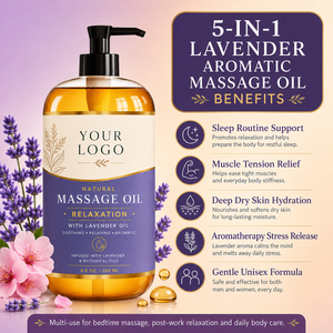 Aceite de Masaje de Lavanda Natural, Calmante, para Dormir, Alivia el Estrés, Aromático, Hidratación Profunda, Suave y Radiante, Etiqueta Personalizada, GMPC - Product Image 4