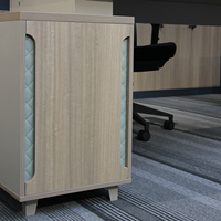 Bureau de direction en bois grainé avec pieds en fer, panneau de modestie, tiroir de rangement – Bureau de luxe durable