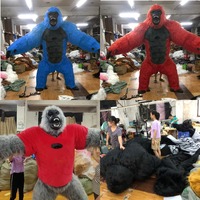 Costume de mascotte de gorille King Kong effrayant pour enfants, pour adulte, 2 m, 2,6 m, costume de gorille bleu gonflable pour spectacle en plein air