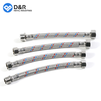 Tuyau tressé en acier inoxydable D&R 201, filetage de diamètre égal 1/2\", 20~100 cm, tuyau flexible d'alimentation en eau pour la plomberie générale