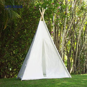 Tente pour <span class=keywords><strong>tipi</strong></span> en toile blanche avec poteau en bois, idéale pour l'<span class=keywords><strong>intérieur</strong></span> et l'extérieur, jeu pour filles et garçons - Product Image 5