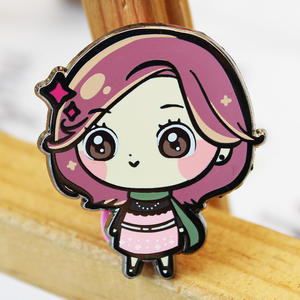 Pin de Solapa Esmaltado con Diseño de Chica Anime Japonesa Adorable, Chapado en Oro, Metal Esmaltado Duro con Serigrafía - ¡Gran Venta! - Product Image 2