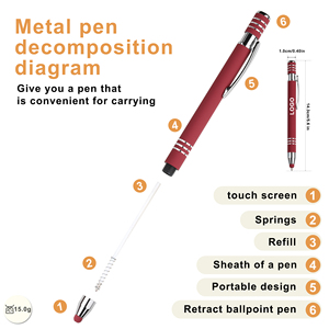 Touch 2-in-1 Soft Rubber Metal Ball Pen Stylus Wholesale Customized Personal Logo <b>Refill</b> Black Blue <b>Ink</b> for School Stationery - Product Image 2