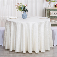 Nappe ronde en polyester jacquard à crochet unique pour salle à manger, extérieur, mariage, banquet, restaurant, hôtel, décoration de vacances