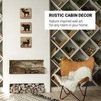 Ensemble de 3 décorations murales rustiques en bois véritable (ours, cerf, élan) pour la maison, le salon, thème chasse, chalet de montagne