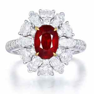 Anillo de joyería de lujo SGARIT, 31 piezas, 1.72 ct de diamante natural de Sudáfrica y 2.09 ct de rubí natural sin calentar color sangre de paloma, oro de 18k - Product Image 1