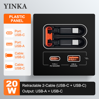 Prise murale encastrée Premium 86 avec câble USB-C rétractable, charge rapide 20W, prises multiples, pour Android Apple Home, OEM
