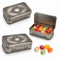 Boîte à bonbons vintage en argent style antique avec couvercle gaufré pour emballage cadeau rétro