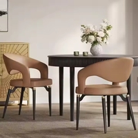 Chaises de salle à manger de luxe VL au design italien, ensemble de table avec pieds en métal, cuir