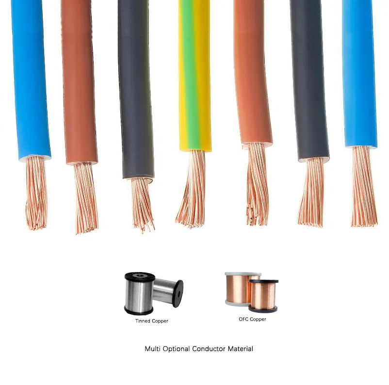 Cabo eletrônico de PVC retardador de chamas H05V H07V personalizado, cabo de cobre sólido SWG de 1 mm, 2,5 mm, 1,5 ~ 130 mm, fio de conexão/cabo de conexão