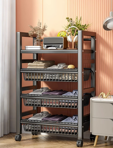 MIXWARES Scaffale da <span class=keywords><strong>Cucina</strong></span> Moderno Pieghevole <span class=keywords><strong>a</strong></span> Quattro Ripiani <span class=keywords><strong>con</strong></span> Ruote Girevoli, Mensole in Metallo per Uso Domestico - Product Image 6