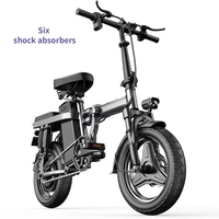 Bicicleta Eléctrica Plegable de 14 Pulgadas con Neumáticos Antipinchazos, Lista para Enviar, para Adultos y Adolescentes, 350W, Mini Bicicleta Eléctrica Inteligente Digital
