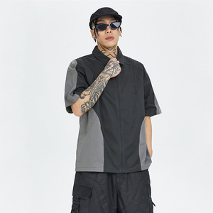 เสื้อเชิ้ตผู้ชายแขนสั้นคอปกพับได้ ผ้าฝ้าย 100% ทรงโอเวอร์ไซส์ ระบายอากาศได้ดี สไตล์ลำลอง มีซิป  รับสกรีนโลโก้ตามแบบ - Product Image 3