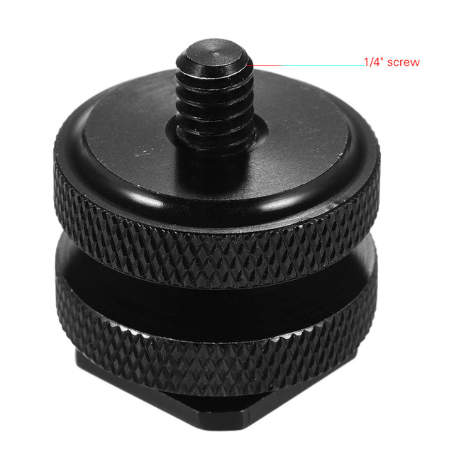 1/4 Inch Tripod Screw to Flash Hot Shoe Adapter Black Tripod Mount Screw Hot Cold Shoe Connector for Camera Studio Accessories