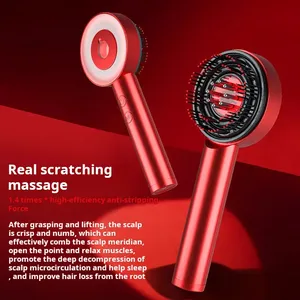 Electric Scalp Massager Head Massage Vibrating Brush Rechargeable Soft Tooth Heating Massage Comb