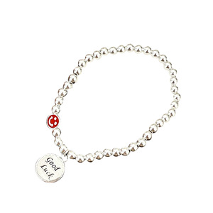 Bracelet en argent sterling 925 avec visage souriant pour femmes, perles rondes colorées, bijoux à porter au quotidien - Product Image 5