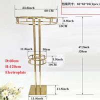 Support de fleurs en métal doré, vase de décoration de mariage, centre de table, présentoir de fleurs en or, arc en métal, décor de pièce d'événement de mariage