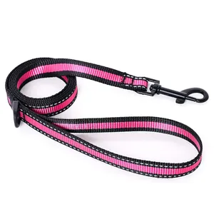 Custom Recycled Eco-friendly Polyester Nylon Heavy Duty Reflective Pet Dog Collar And Leash Set With Swivel Metal Carabiner