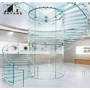 Quyang ราวบันไดกระจกนิรภัยเพื่อความปลอดภัยในอาคารบางพิเศษราวบันไดกระจกลามิเนตขั้น<span class=keywords><strong>บันได</strong></span><span class=keywords><strong>บันได</strong></span><span class=keywords><strong>บันได</strong></span>แบบเกลียวเคลือบ - Product Image 4