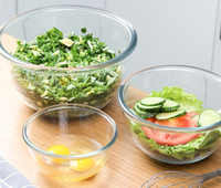 Congélateur rond en verre pour micro-ondes, 2700ML, 4 pièces, grand service Transparent, salade, fruits, bol de mélange