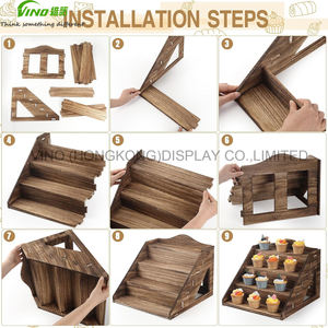 Présentoir à cupcakes en bois rustique à 4 niveaux Light Duty Retail Craft Fair Baby Shower Wedding Party Supermarket countertop display - Product Image 6