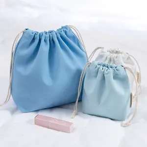 कस्टम लोगो कपास कैनवास गहने सौंदर्य प्रसाधन Drawstring थैली मेकअप उपयुक्त जेब भंडारण बैग