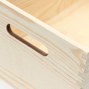 Solid Wood Storage <b>Box</b> Rectangle Open Top Desktop Organizer With Handles For Office Use - Product Image 2