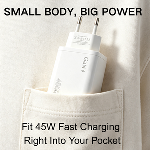 Chargeur mural GaN 45W, double port A+C, charge rapide, adaptateur secteur compact pour <span class=keywords><strong>smartphone</strong></span>, tablette, ordinateur portable, compatible OEM - Product Image 4
