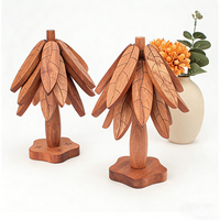Ensemble de dessous-de-plat en bois YUESHEN, pliable, en noyer, dessous-de-plat en forme de sapin de Noël, pièces usinées CNC