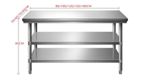 Table de préparation commerciale en acier inoxydable 304 sur mesure avec pieds ronds et pieds réglables pour restaurant et cuisine