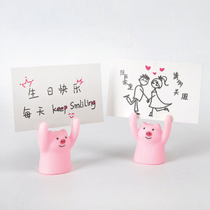 Pig Cake Decoration Handwritten Card Holder Valentine's Day Birthday Party Decor Plastic Round Shape - Product Image 3