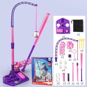 Set de Béisbol y Sóftbol 3 en 1 con Altura Ajustable para Interiores/Exteriores, Soporte para Pelotas, Lanzador de Pelotas, Regalo Deportivo, Juego al Aire Libre - Product Image 5