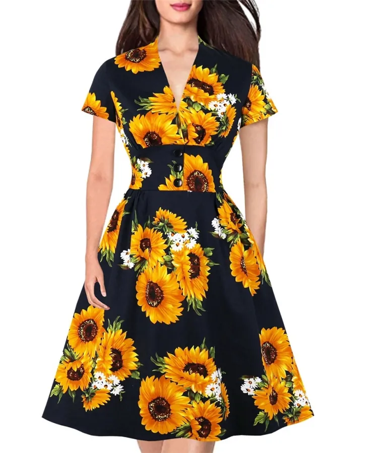 Sexy party queen kleid tiefe v-ausschnitt side split floral sommer kleider