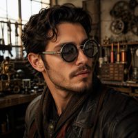 Lunettes de soleil polarisées rondes rétro réglables avec filtre ND9, logo personnalisé, protection UV400, monture en alliage Al-Mg, vente en gros pour hommes