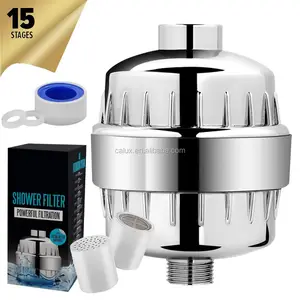 15 Stage Shower Filter with Vitamin C For Hard Water - Shower Chlorine Filter Removes Fluorine - Showerhead Filter High Output