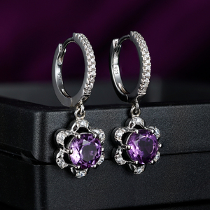 Bộ trang sức Grace Jewel cao cấp, chất lượng cao, bạc <span class=keywords><strong>925</strong></span> nguyên chất, đá tự nhiên Amethyst, gồm vòng cổ, khuyên tai và nhẫn, thích hợp làm quà cưới & quà tặng - Product Image 4