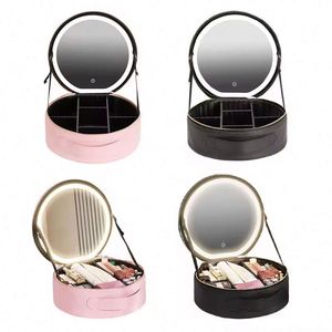 Free Sample New Products 2024 Women <b>Makeup</b> box With Round Led Mirror Rechargeable Cosmetic <b>Case</b> <b>Makeup</b> Train <b>Case</b> Cosmetic bag - Product Image 6