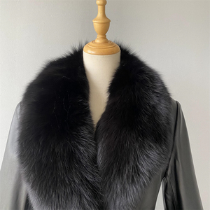 Cappotto <span class=keywords><strong>Trench</strong></span> in <span class=keywords><strong>Vera</strong></span> <span class=keywords><strong>Pelle</strong></span> di Pecora con Logo Personalizzato, Colletto in <span class=keywords><strong>Vera</strong></span> Pelliccia di Volpe, Stile Lungo e Morbido per Donna - Product Image 4