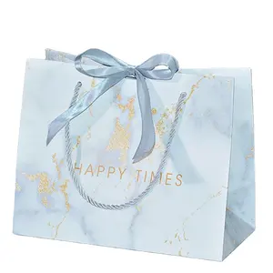 Wholesale Paper Wedding Favor Handbag Custom Shopping Paper Bags White Wedding Christmas Valentines Day Marble Gift Bag