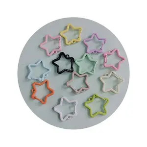 100PCS Colourful Alloy Star Lobster Buckle Swivel Clasp Charms Connectors For Making Keychain Pendant Jewelry DIY Accessories